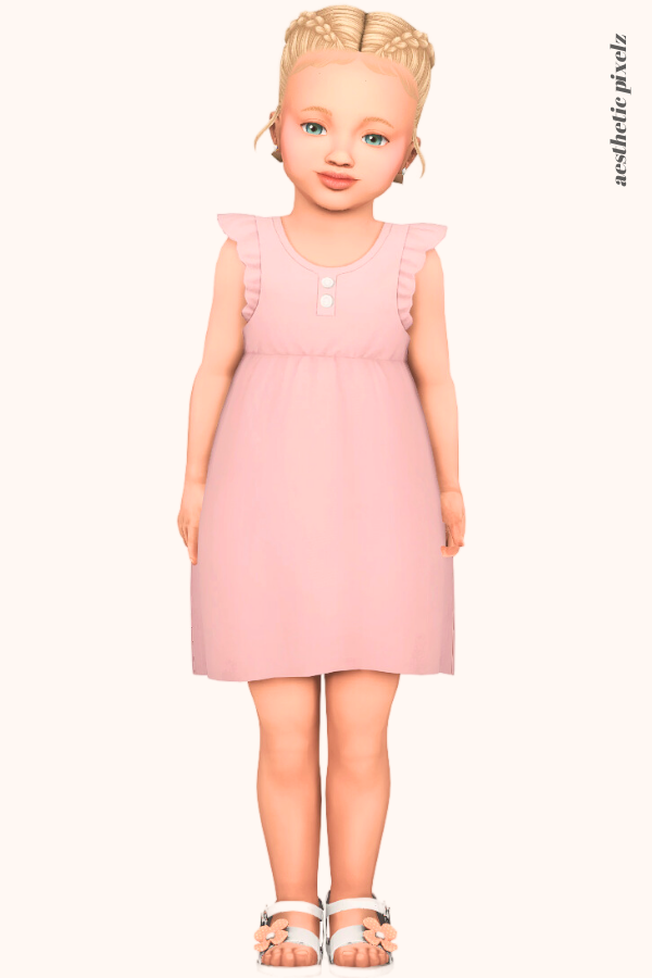 a sims 4 toddler girl wearing a toddler cc everyday outfit