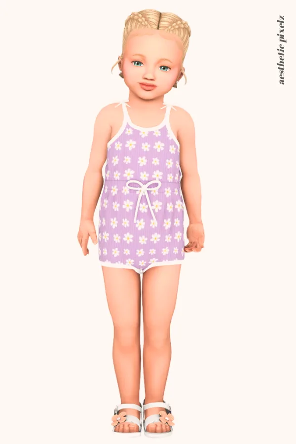 a sims 4 toddler girl wearing a toddler cc everyday outfit