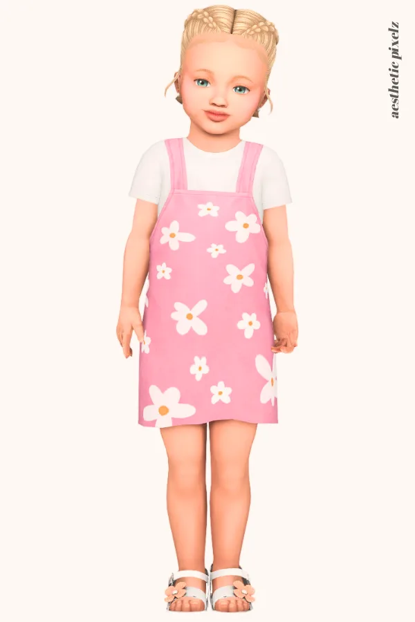 a sims 4 toddler girl wearing a toddler cc everyday outfit