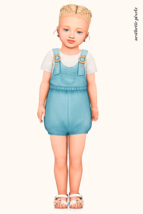 a sims 4 toddler girl wearing a toddler cc everyday outfit