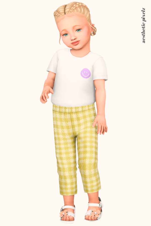 a sims 4 toddler girl wearing a toddler cc everyday outfit