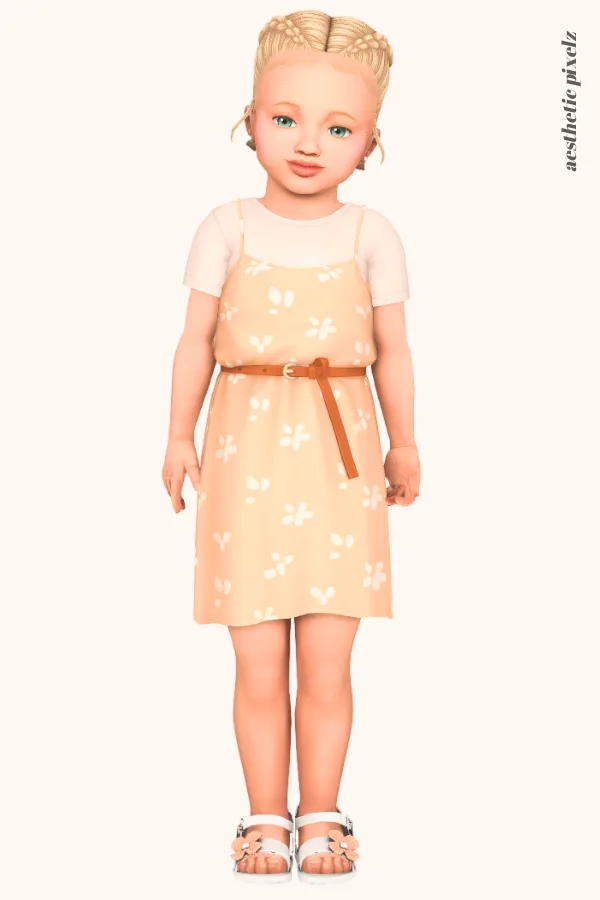 a sims 4 toddler girl wearing a toddler cc everyday outfit