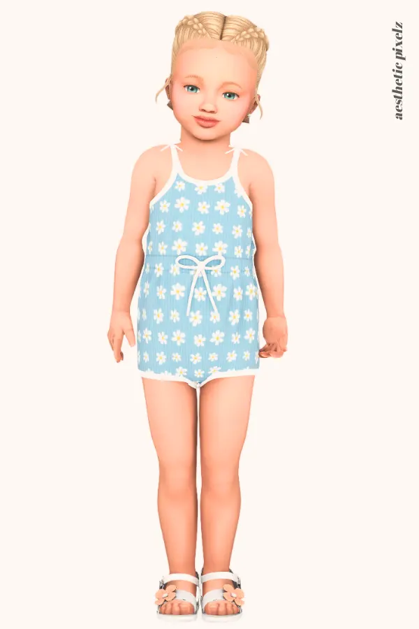 a sims 4 toddler girl wearing a toddler cc everyday outfit