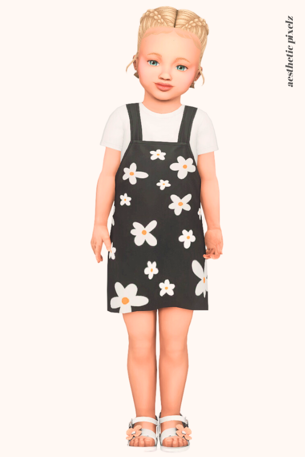 a sims 4 toddler girl wearing a toddler cc everyday outfit