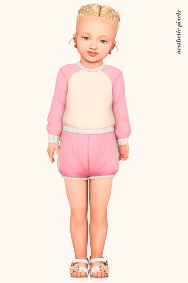 a sims 4 toddler girl wearing a toddler cc everyday outfit