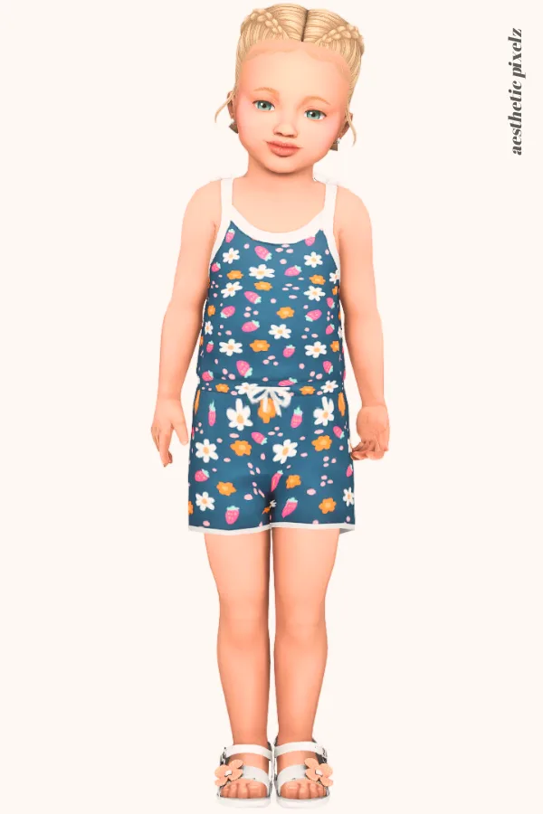 a sims 4 toddler girl wearing a toddler cc everyday outfit