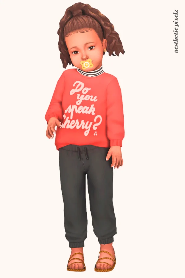 a sims 4 toddler wearing a custom content top and bottom