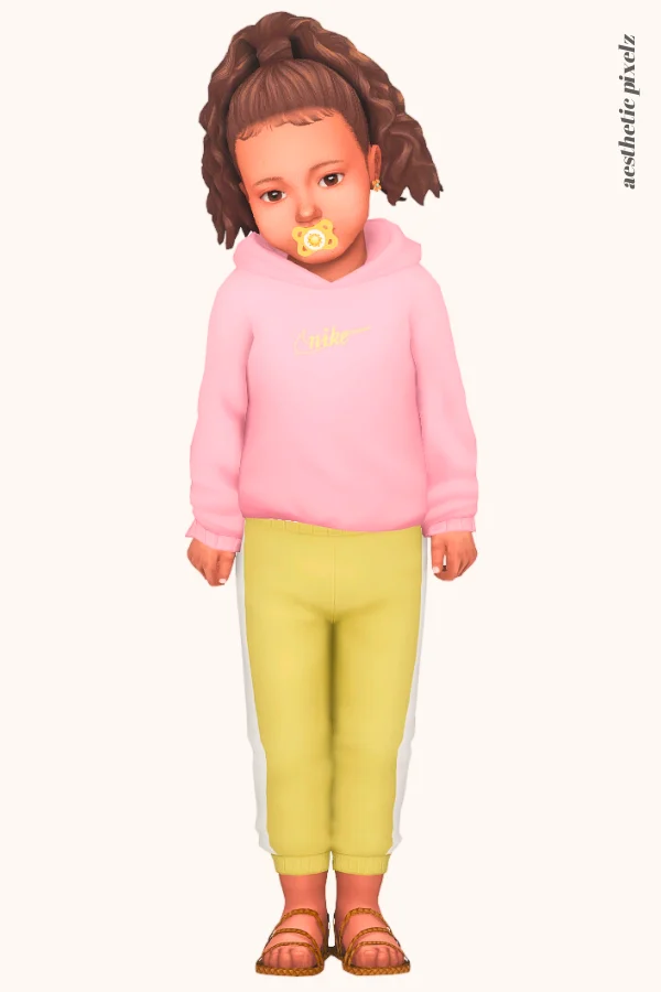 a sims 4 toddler wearing a custom content top and bottom