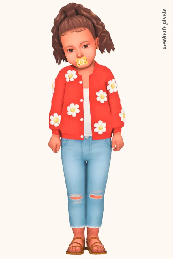 a sims 4 toddler wearing a custom content top and bottom