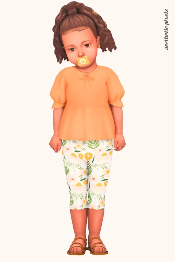 a sims 4 toddler wearing a custom content top and bottom