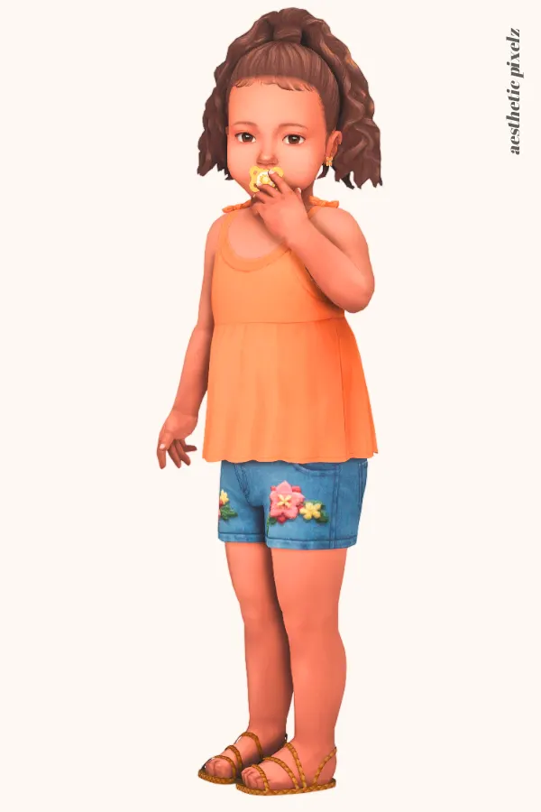 a sims 4 toddler wearing a custom content top and bottom