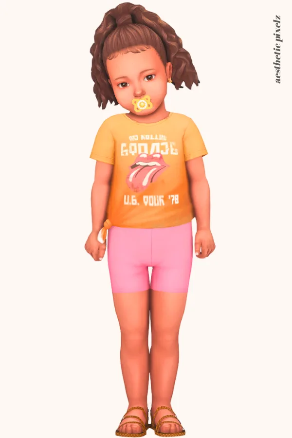 a sims 4 toddler wearing a custom content top and bottom