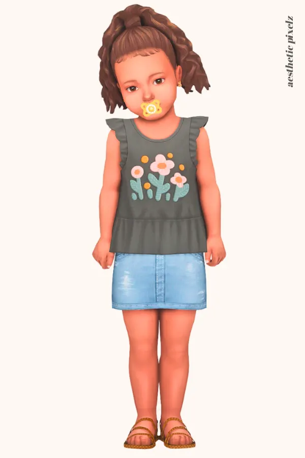 a sims 4 toddler wearing a custom content top and bottom