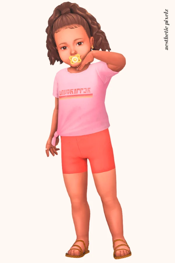 a sims 4 toddler wearing a custom content top and bottom