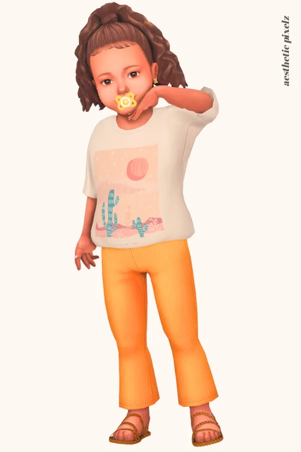 a sims 4 toddler wearing a custom content top and bottom