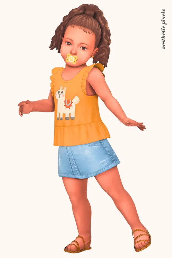 a sims 4 toddler wearing a custom content top and bottom