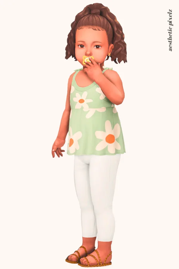 a sims 4 toddler wearing a custom content top and bottom