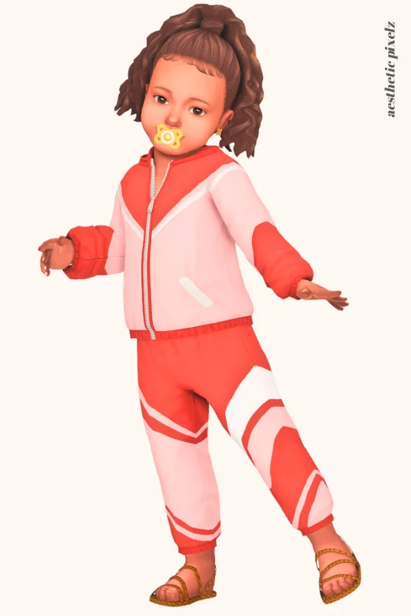 a sims 4 toddler wearing a custom content top and bottom