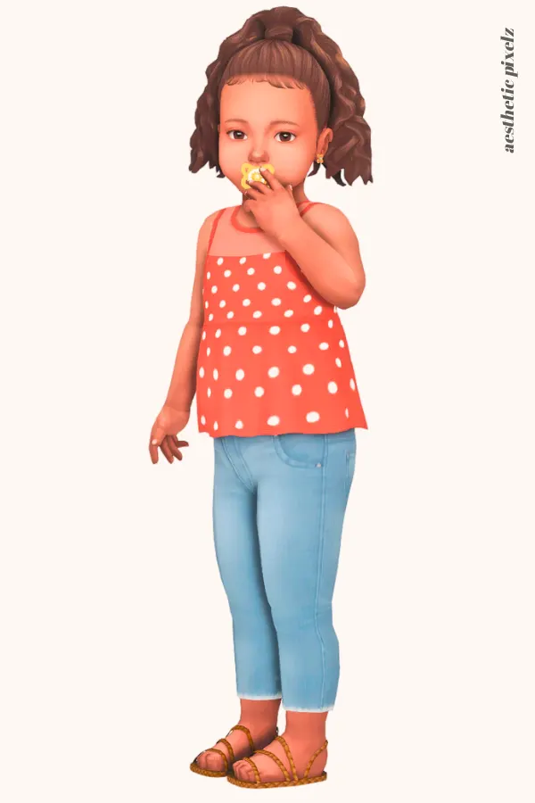 a sims 4 toddler wearing a custom content top and bottom