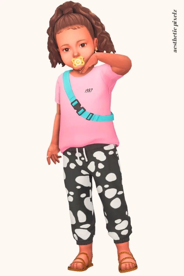 a sims 4 toddler wearing a custom content top and bottom