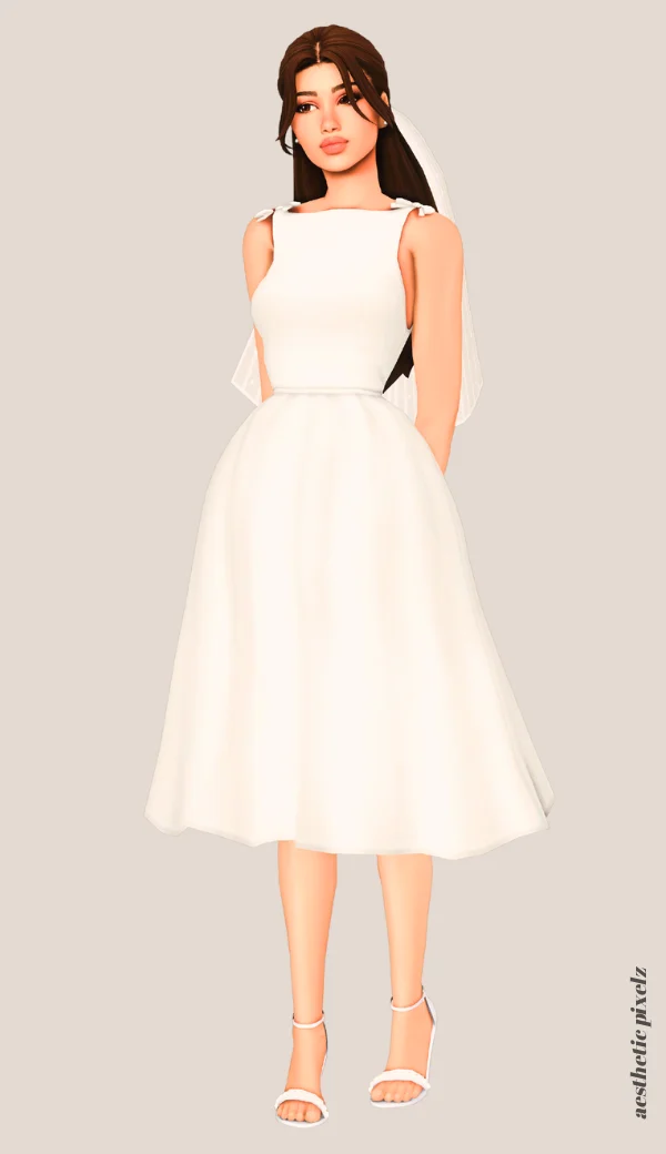 a sims 4 female sim wearing a cc wedding dress