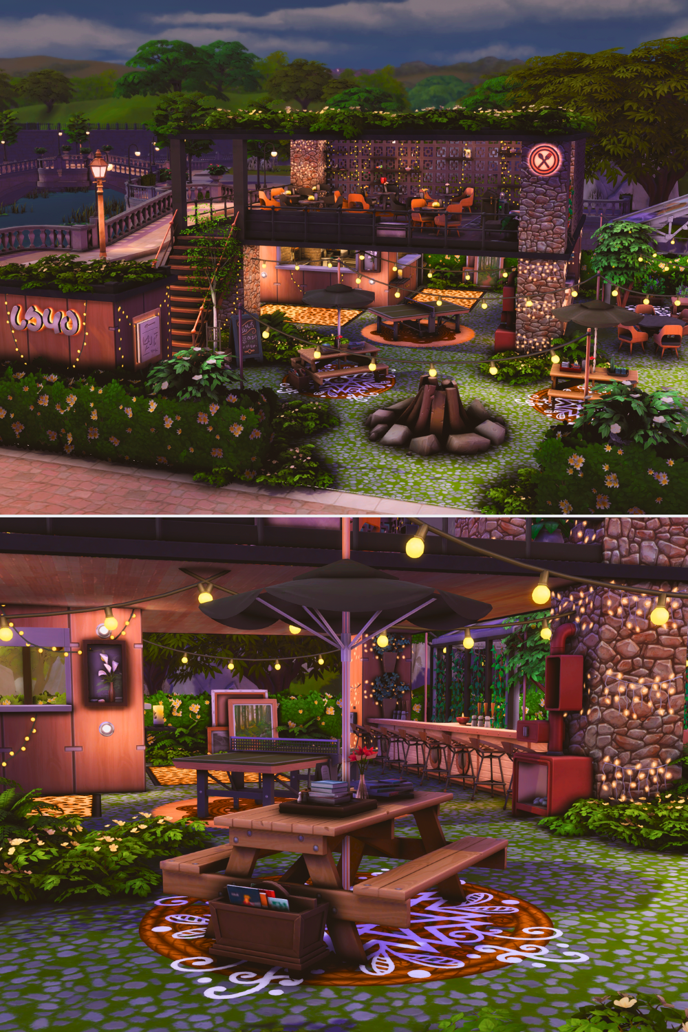 a photo collage of a sims 4 date lot from the gallery