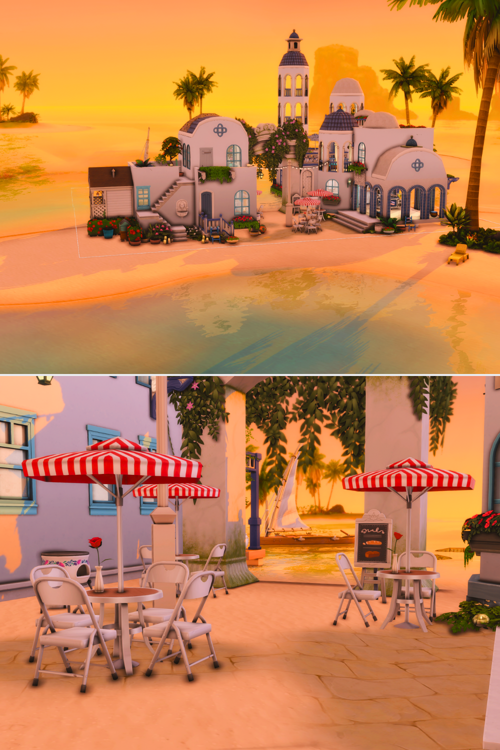 a photo collage of a sims 4 date lot from the gallery