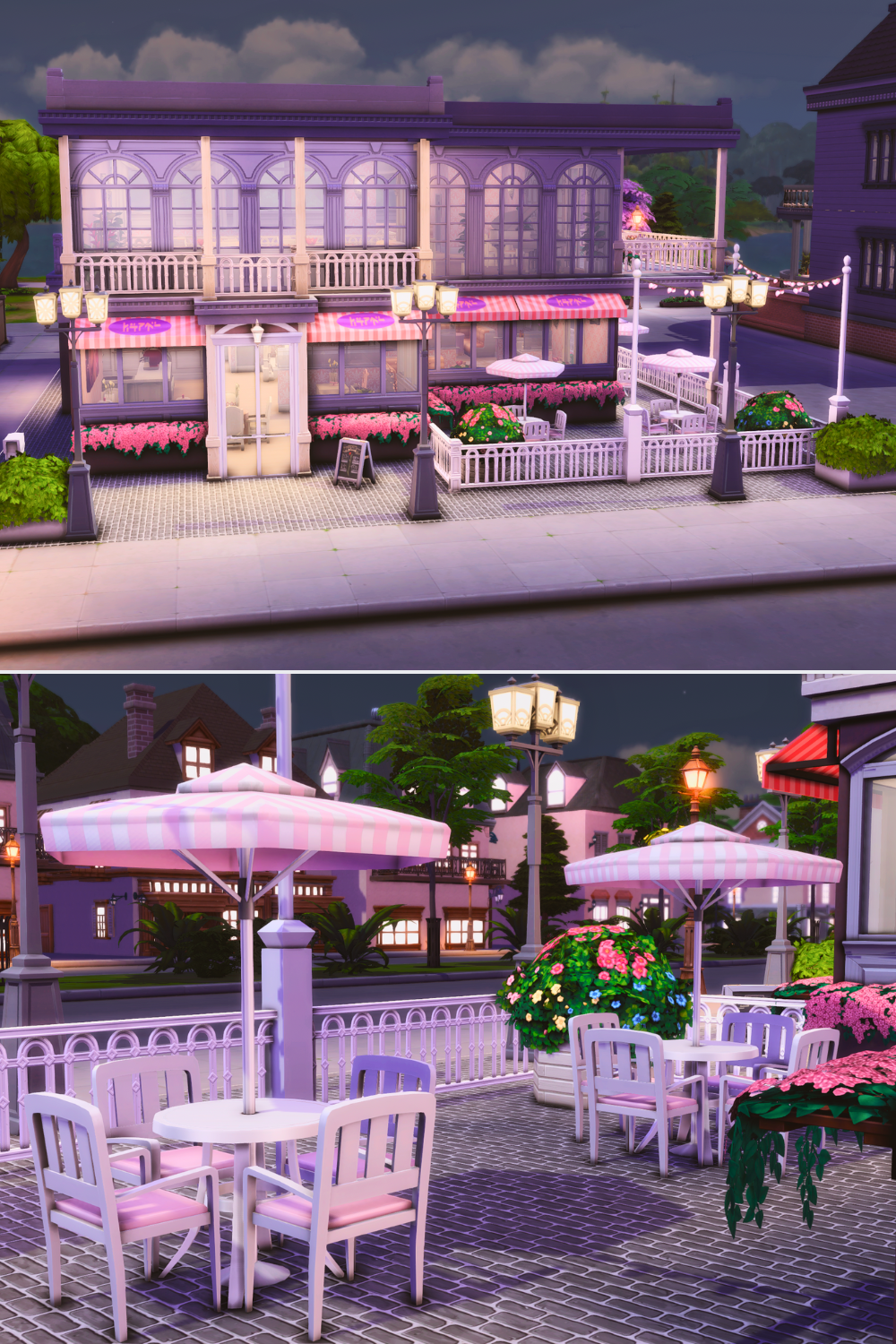 a photo collage of a sims 4 date lot from the gallery