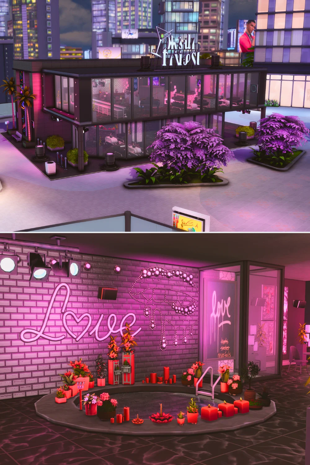 a photo collage of a sims 4 date lot from the gallery