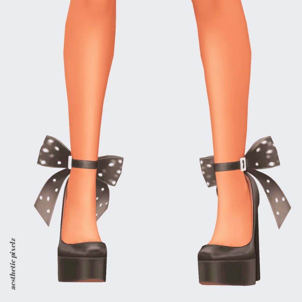 a sims 4 female sim wearing cc shoes that are black heels