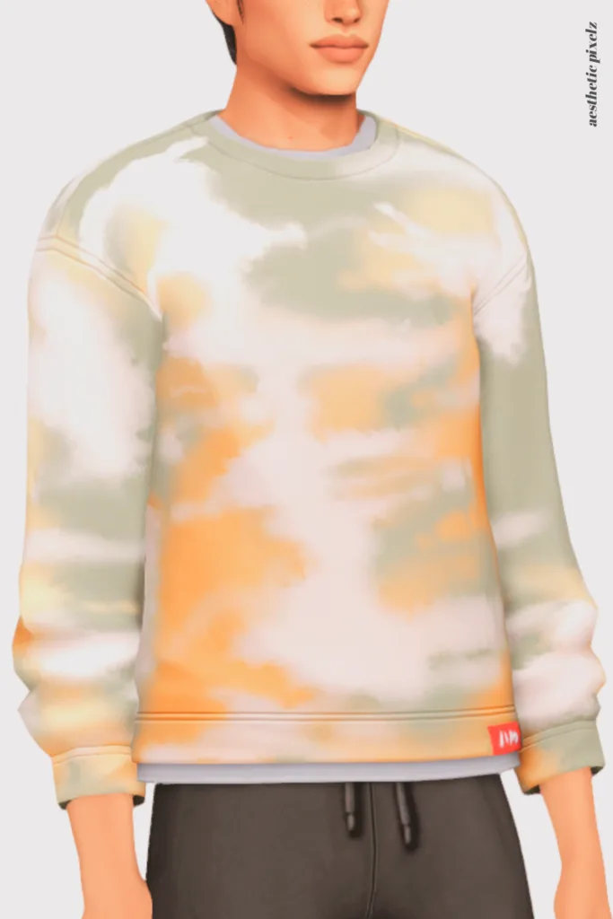 a sims 4 male sim wearing a custom content shirt in an everyday outfit