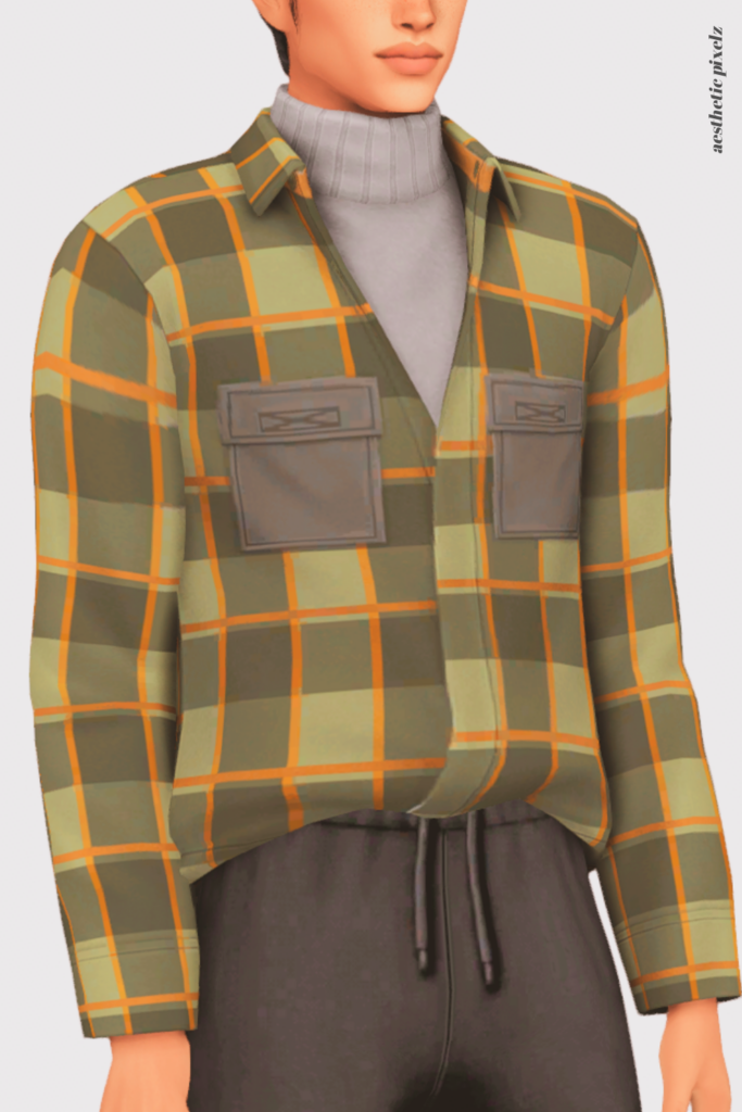 a sims 4 male sim wearing a custom content shirt in an everyday outfit