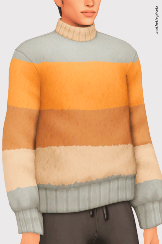 a sims 4 male sim wearing a custom content shirt in an everyday outfit