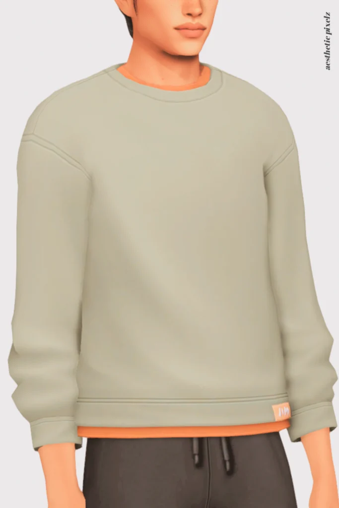 a sims 4 male sim wearing a custom content shirt in an everyday outfit