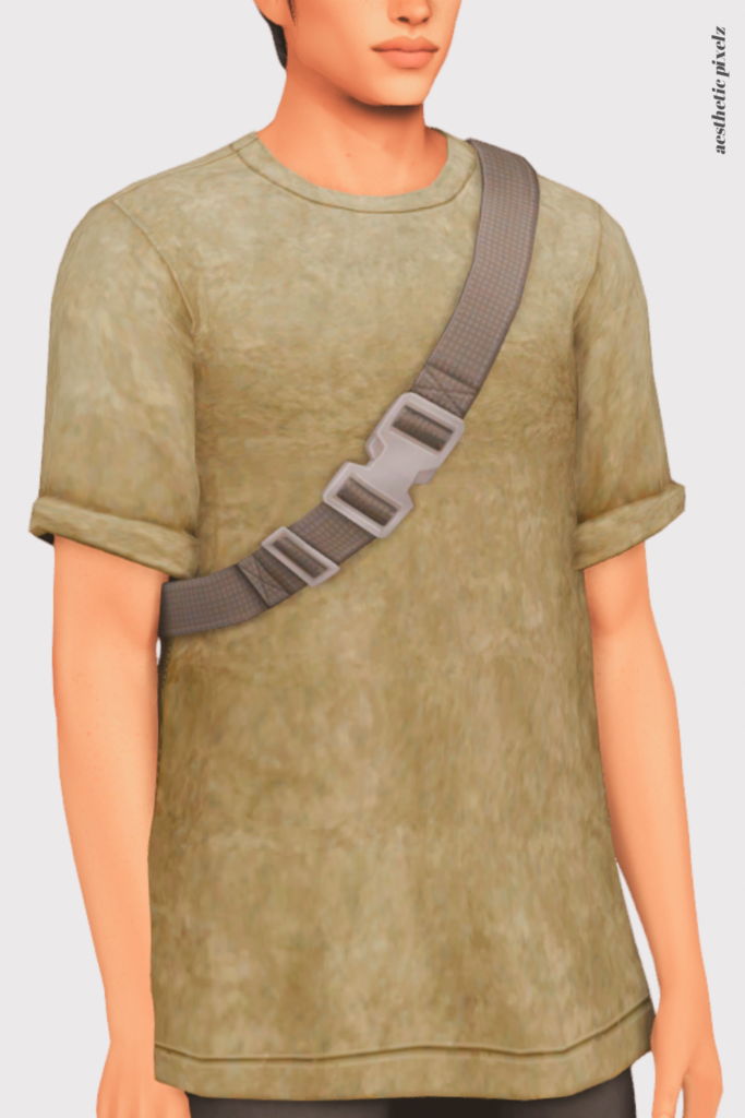 a sims 4 male sim wearing a custom content shirt in an everyday outfit