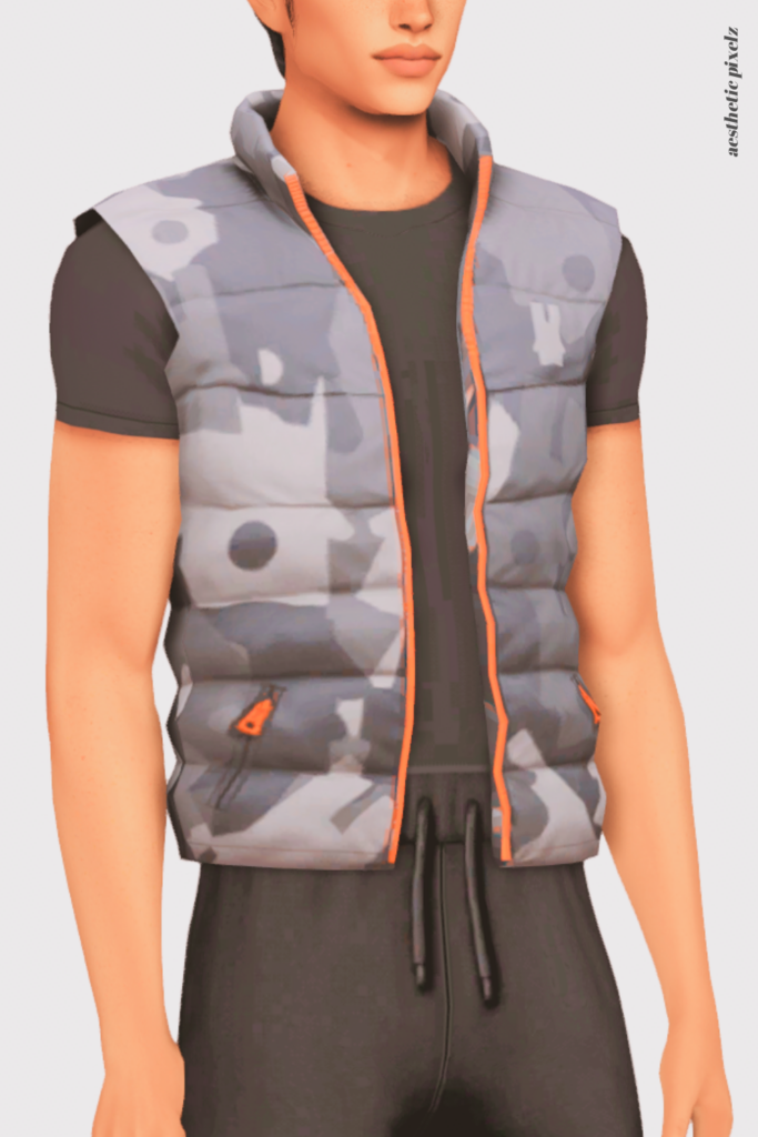 a sims 4 male sim wearing a custom content shirt in an everyday outfit