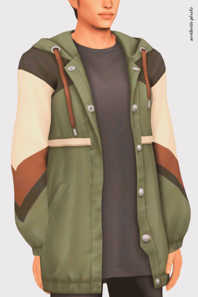 a sims 4 male sim wearing a custom content shirt in an everyday outfit