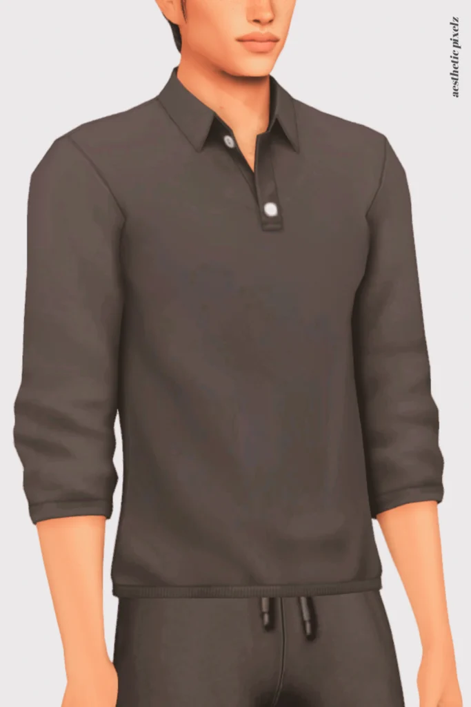 a sims 4 male sim wearing a custom content shirt in an everyday outfit