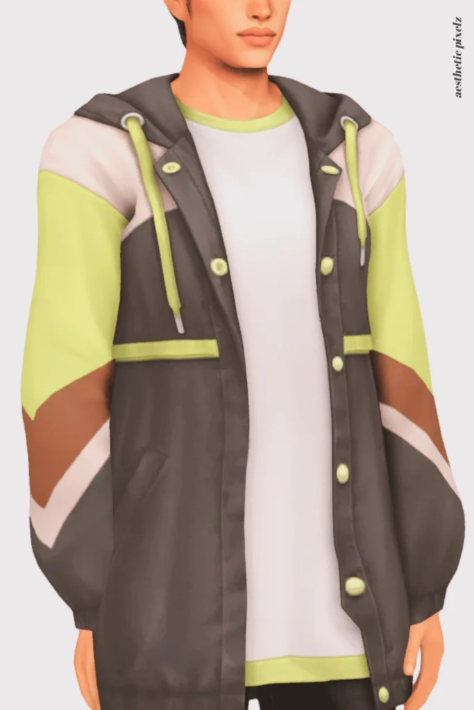 a sims 4 male sim wearing a custom content shirt in an everyday outfit