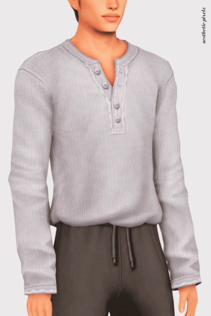 a sims 4 male sim wearing a custom content shirt in an everyday outfit