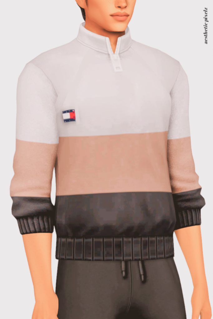 a sims 4 male sim wearing a custom content shirt in an everyday outfit