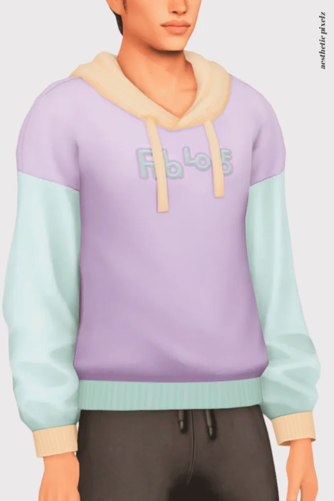 a sims 4 male sim wearing a custom content shirt in an everyday outfit