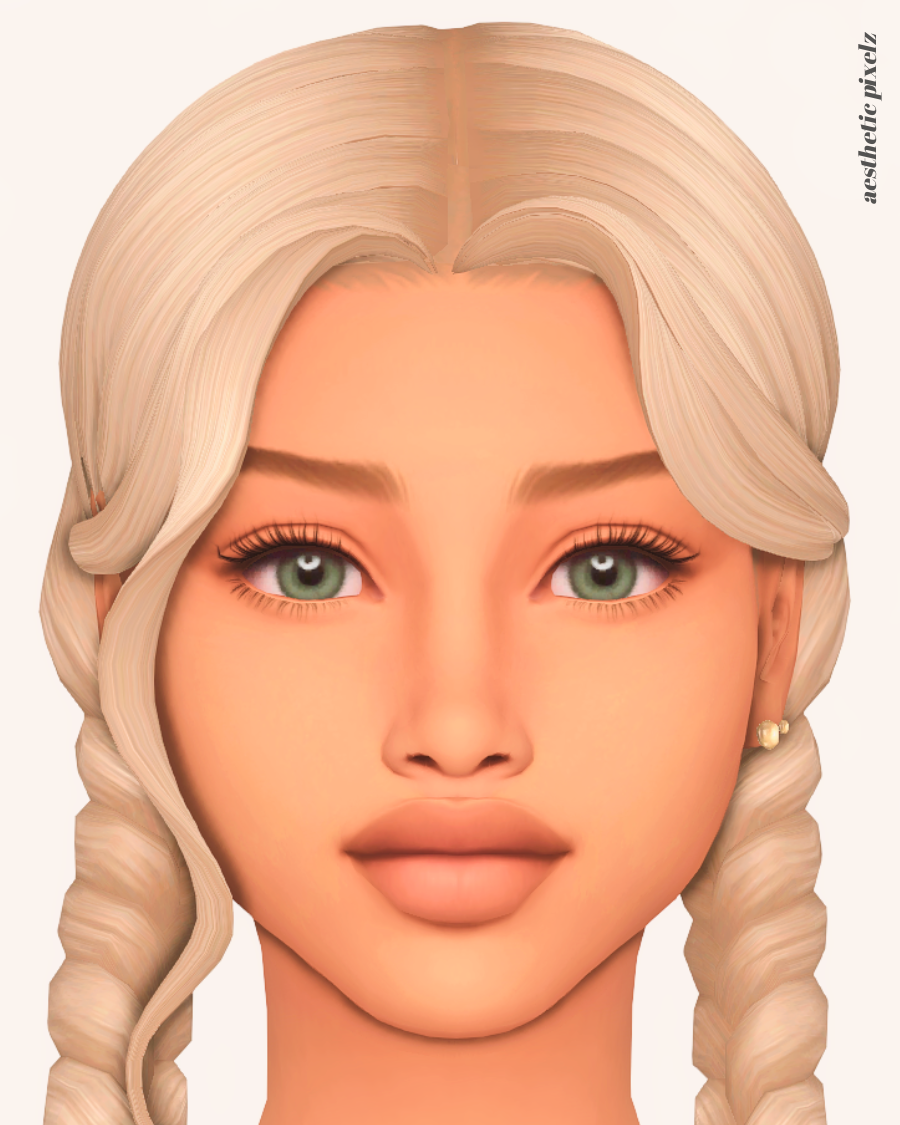 a sims 4 female sim wearing a custom content skin overlay