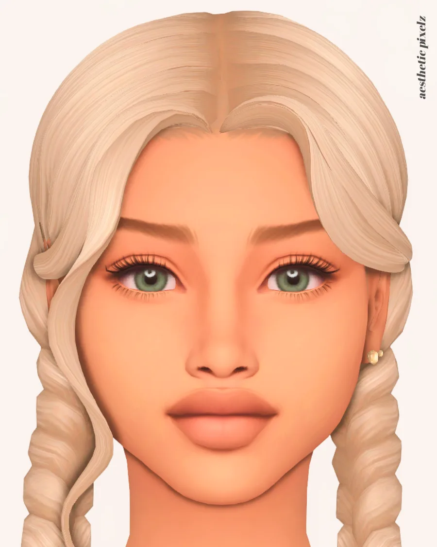 a sims 4 female sim wearing a custom content skin overlay