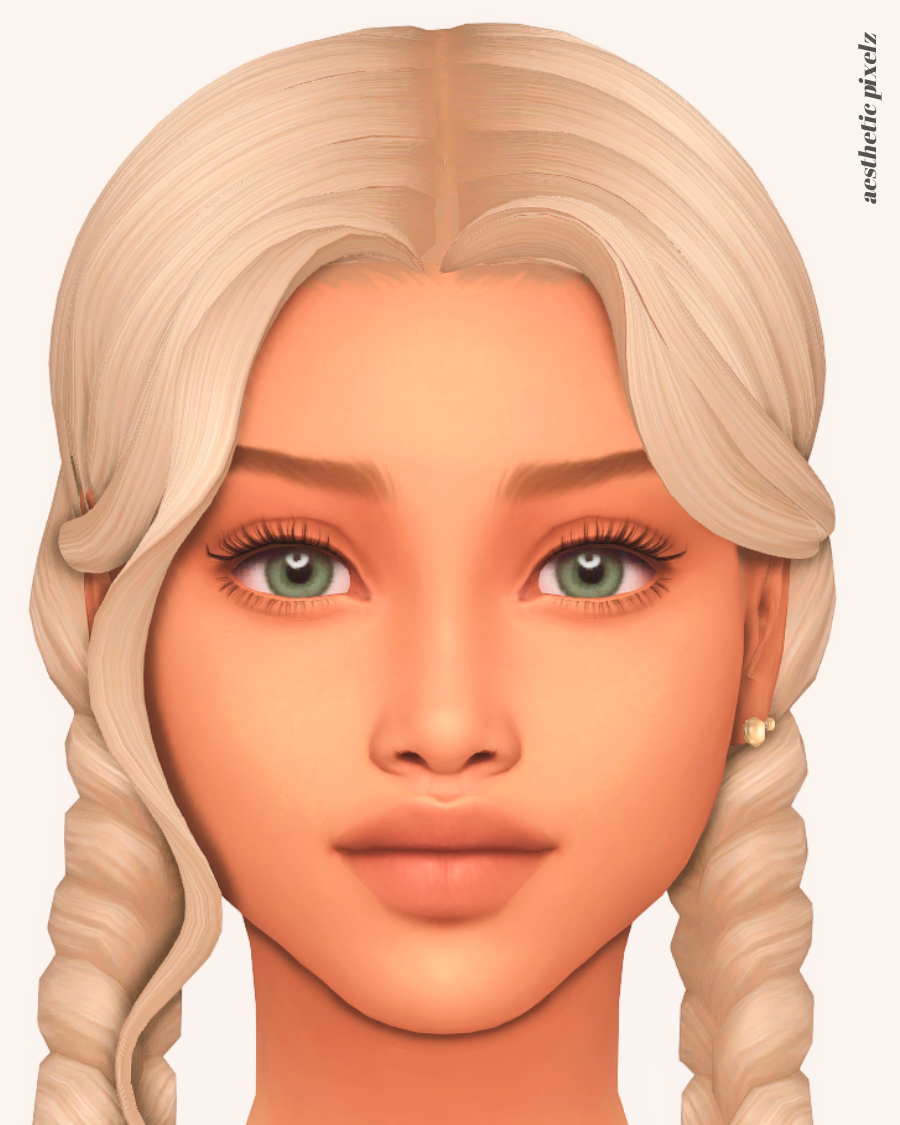 a sims 4 female sim wearing a custom content skin overlay