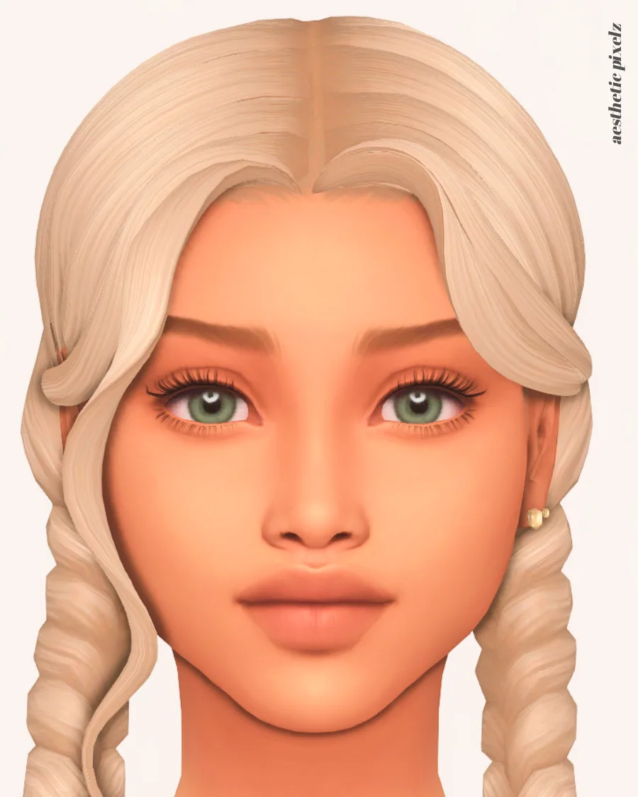 a sims 4 female sim wearing a custom content skin overlay