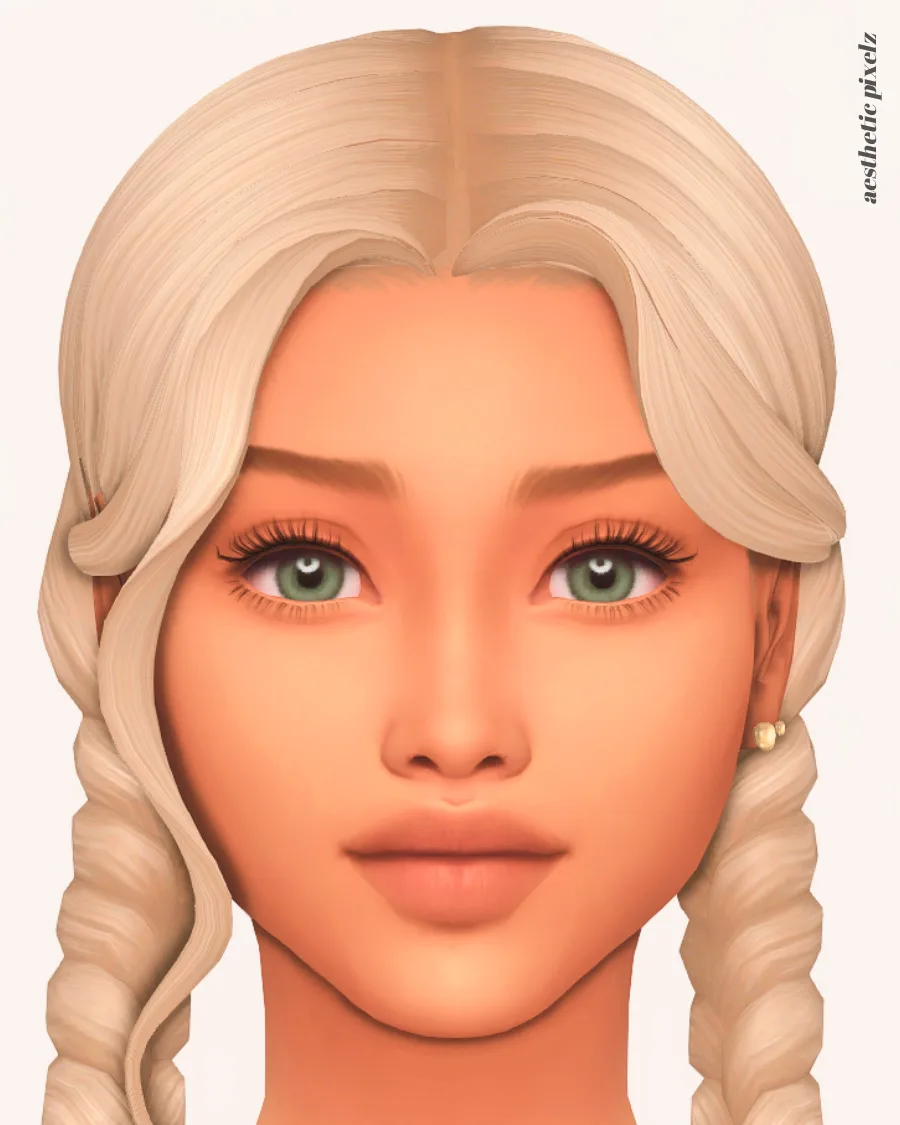 a sims 4 female sim wearing a custom content skin overlay