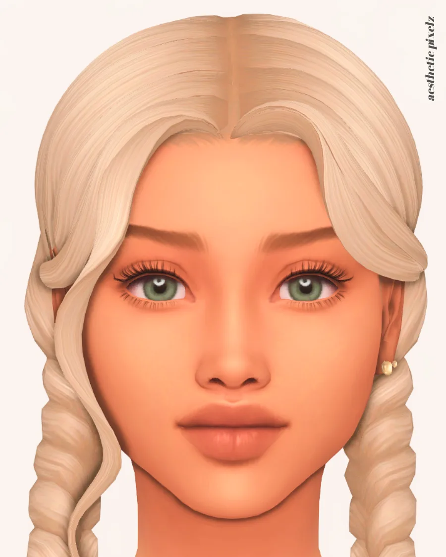 a sims 4 female sim wearing a custom content skin overlay