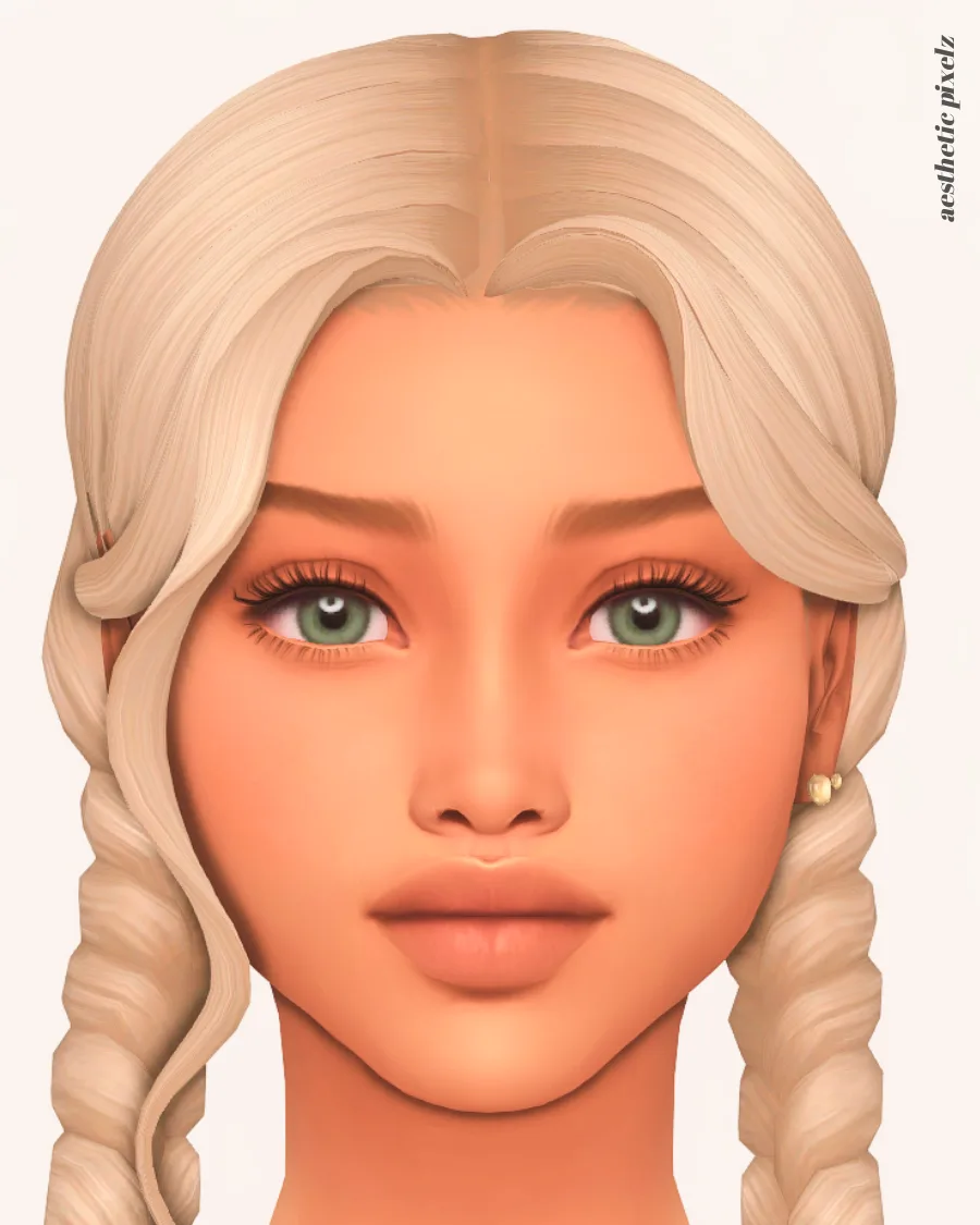 a sims 4 female sim wearing a custom content skin overlay