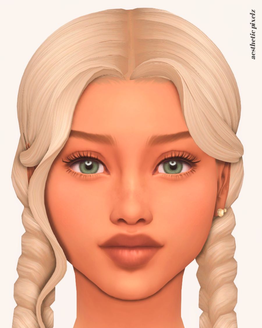 a sims 4 female sim wearing a custom content skin overlay